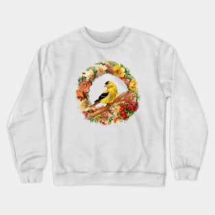 Goldfinch And Flower Garland Crewneck Sweatshirt